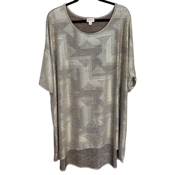 LulaRoe Gold Metallic Geo Print Irma Top Size 3XL Plus Size - Picture 1 of 4